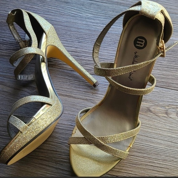 NWOT Michael Antonio Heels gold glitter size 8 - Picture 1 of 9